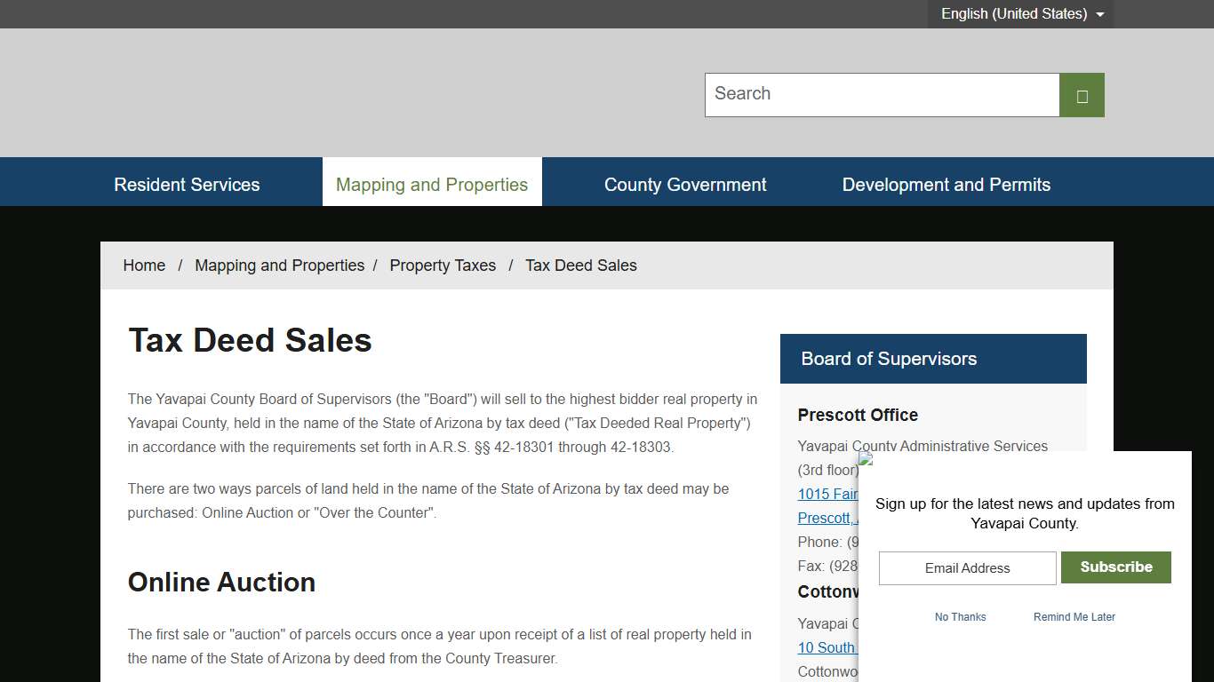 Tax Deed Sales - Yavapai, AZ